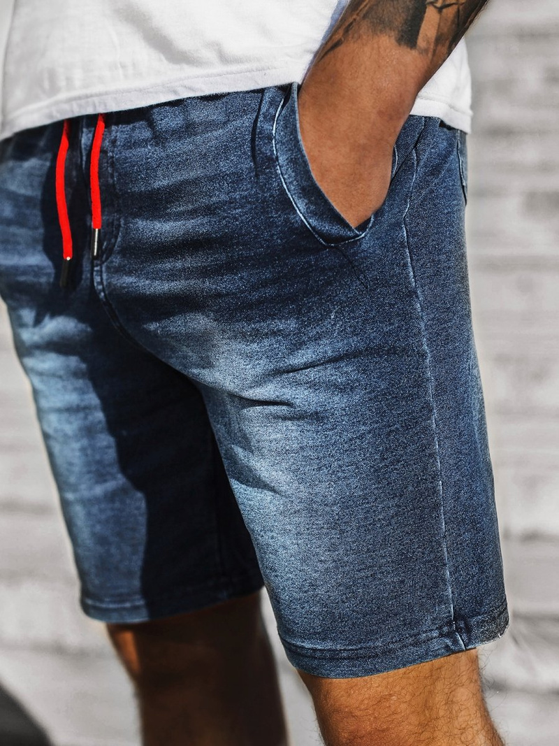 Шорти джинові чоловічі синьо-червоний OZONEE JS/KK1071