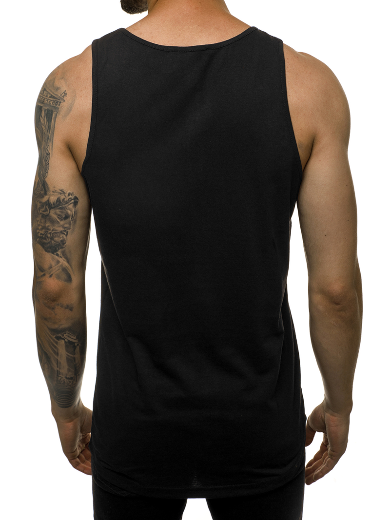 Koszulka bez rękawów męska z nadrukiem czarna OZONEE 724T