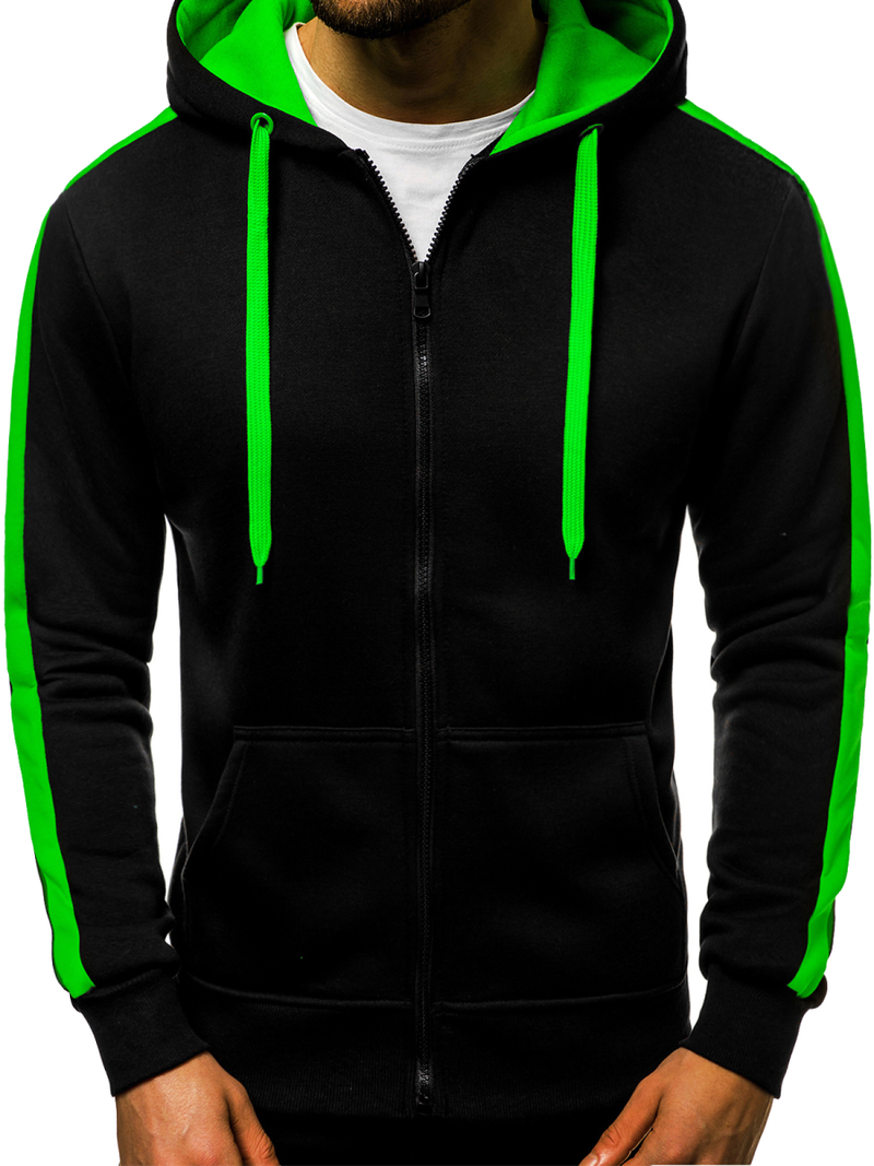 Bluza rozpinana męska czarno-zielona OZONEE JS/2015