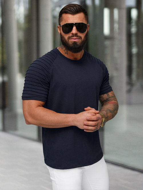 T-shirt męski granatowy OZONEE JS/8T88/25Z