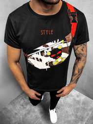 T-Shirt męski z nadrukiem czarny OZONEE JS/KS2371