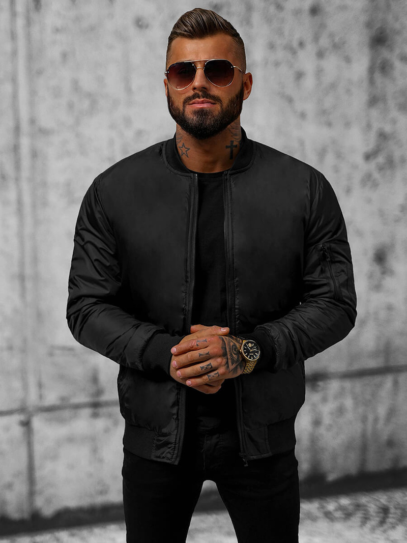 Kurtka męska bomberka czarna OZONEE JS/AK95Z