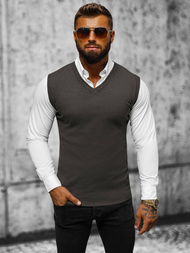Sweter męski bez rekawów grafitowy OZONEE NB/MM6005/3Z