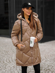 Kurtka zimowa damska długa camelowa OZONEE JS/5M3189/84Z