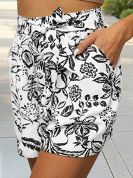 Luźne spodenki damskie biało-czarne OZONEE O/YH77939