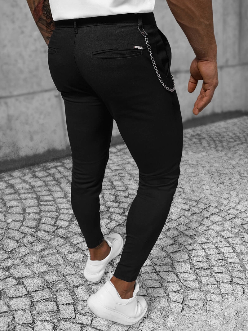 Spodnie męskie chino materiałowe czarne OZONEE DJ/550170