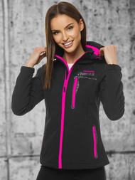 Kurtka softshell damska z kapturem czarna OZONEE JS/HH027/1