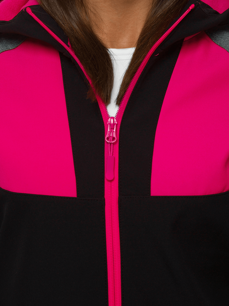 Kurtka softshell damska z kapturem czarna OZONEE JS/HD184/1
