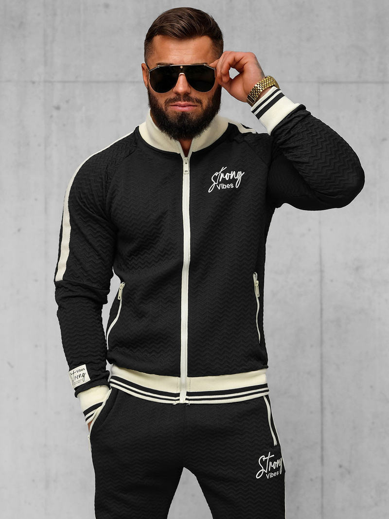 Komplet dresowy męski czarny OZONEE O/FF5030AB