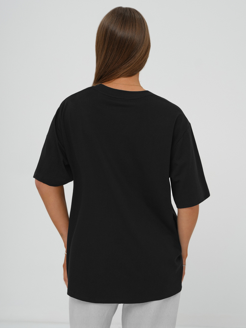 T-shirt damski z nadrukiem czarny OZONEE DJ77423