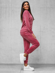 Komplet dresowy damski welurowy ciemno-różowy OZONEE JS/35C1610/19