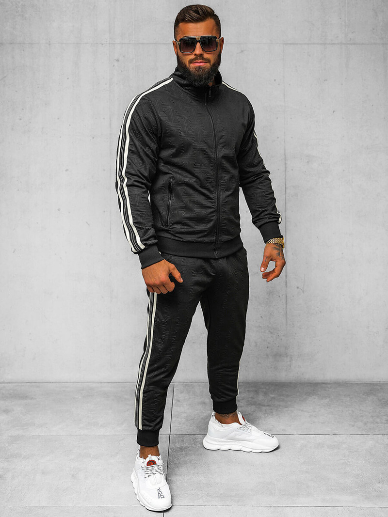 Komplet dresowy męski czarny OZONEE O/3C101/9