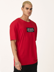 T-Shirt męski z nadrukiem czerwony OZONEE MR/21540