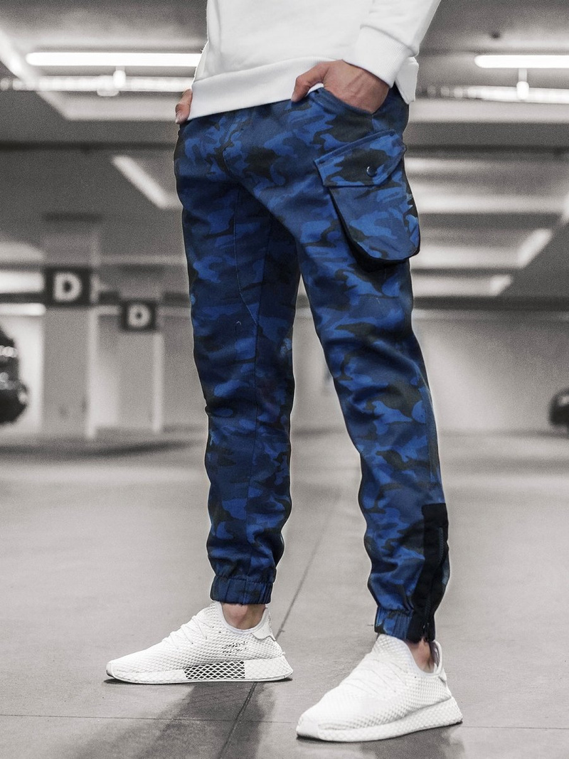 Spodnie męskie joggery granatowe-moro OZONEE A/705