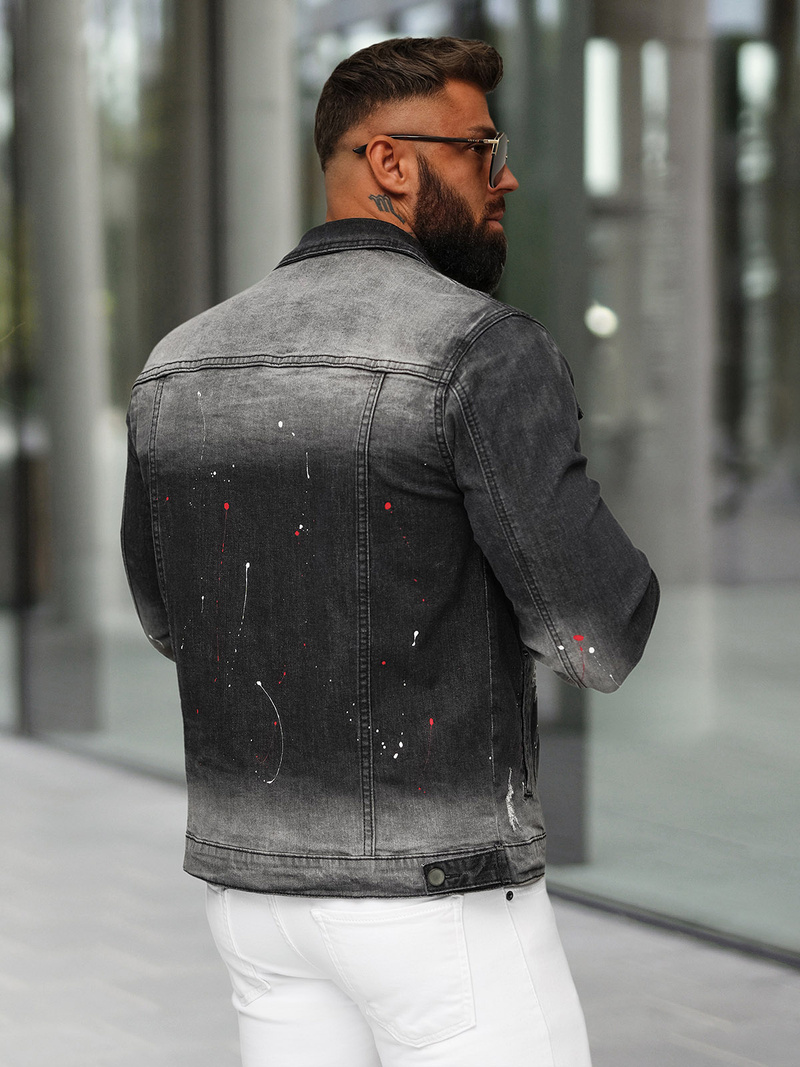 Чоловіча джинсова куртка Чорна OZONEE NB/MJ542N