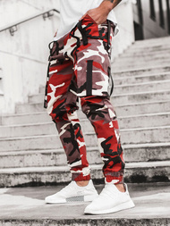 Spodnie męskie chino joggery bordowo-beżowe OZONEE O/11102