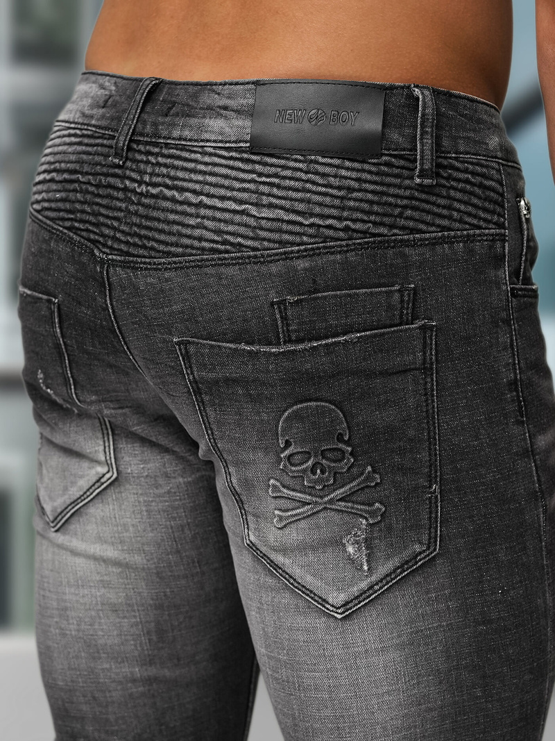 Spodnie jeansowe męskie slim fit czarne OZONEE NB/MP0070NZ