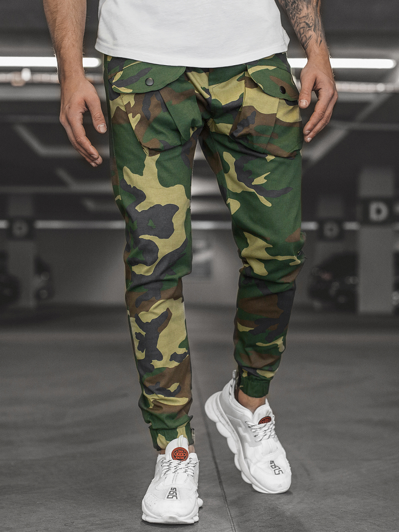 Spodnie męskie chino joggery moro-zielone OZONEE G/11144