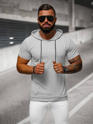 T-shirt męski z kapturem szary OZONEE JS/8T955/2