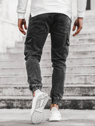 Spodnie jeansowe joggery męskie czarne OZONEE G/1064