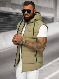 Kamizelka męska pikowana z kapturem beżowa OZONEE JS/57M7507/62