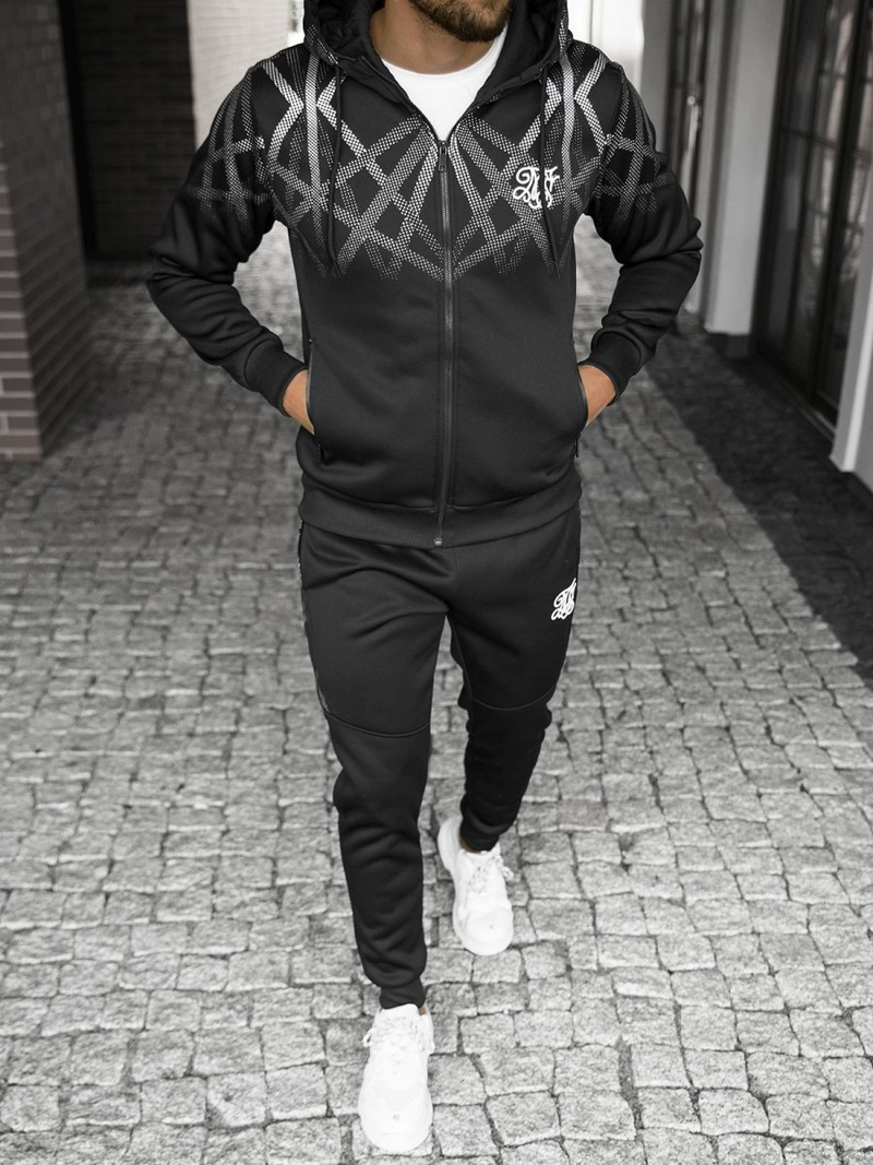 Спортивний костюм чоловічій чорно-срібляста OZONEE O/HM395