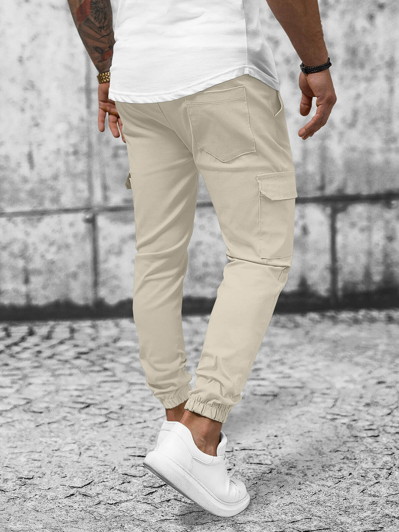 Spodnie męskie chino joggery beżowe OZONEE O/P4051