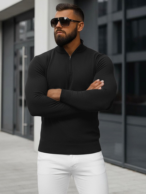 Sweter męski czarny OZONEE NB/MM6007/4Z