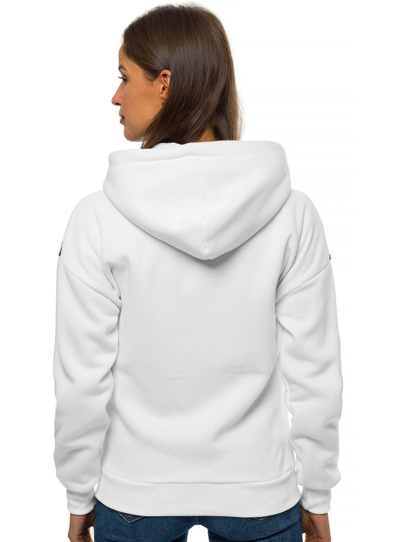 Bluza z kapturem damska biało-czarna OZONEE JS/B26039