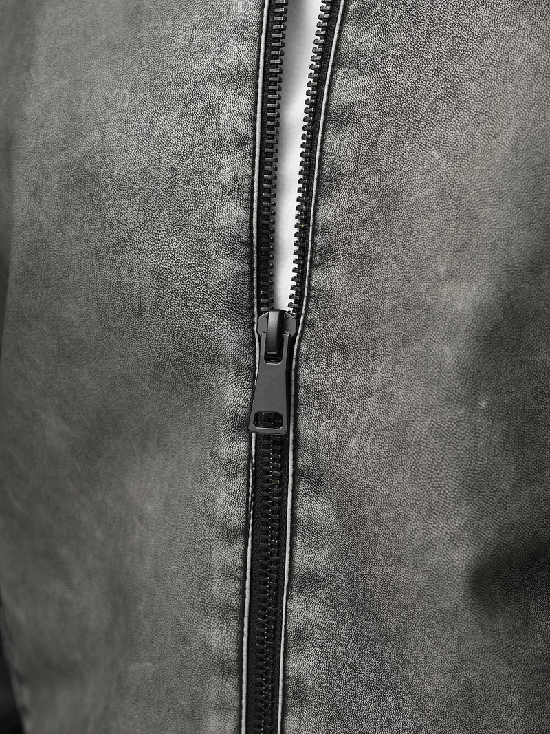 Чоловіча шкіряна куртка темно-сіра OZONEE JS/11Z8107