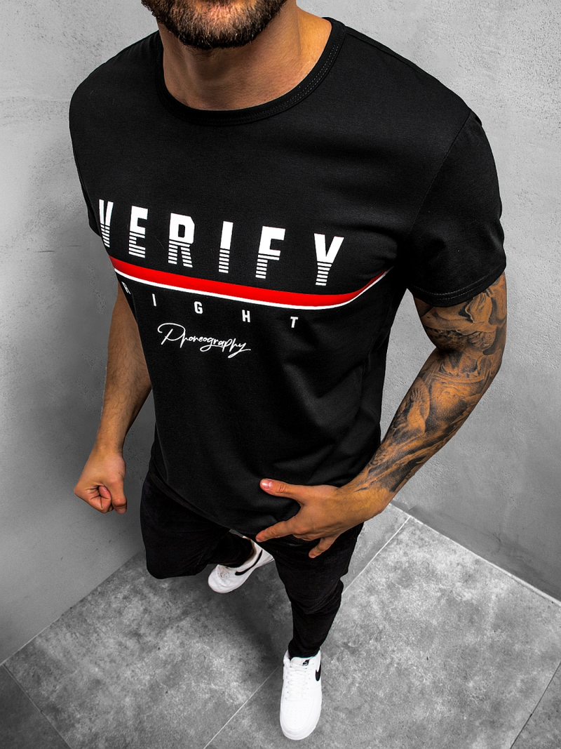 T-Shirt męski czarny OZONEE JS/SS10972Z