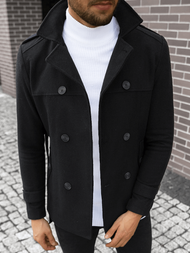 Płaszcz męski z pagonami czarny OZONEE O/5627