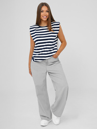 Koszulka damska w paski biało-granatowa OZONEE JS/R61670