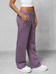 Spodnie jeansowe damskie wide leg fioletowe OZONEE O/330098