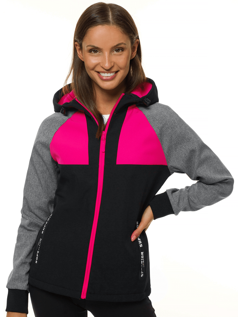 Kurtka softshell damska z kapturem czarna OZONEE JS/HD184/1