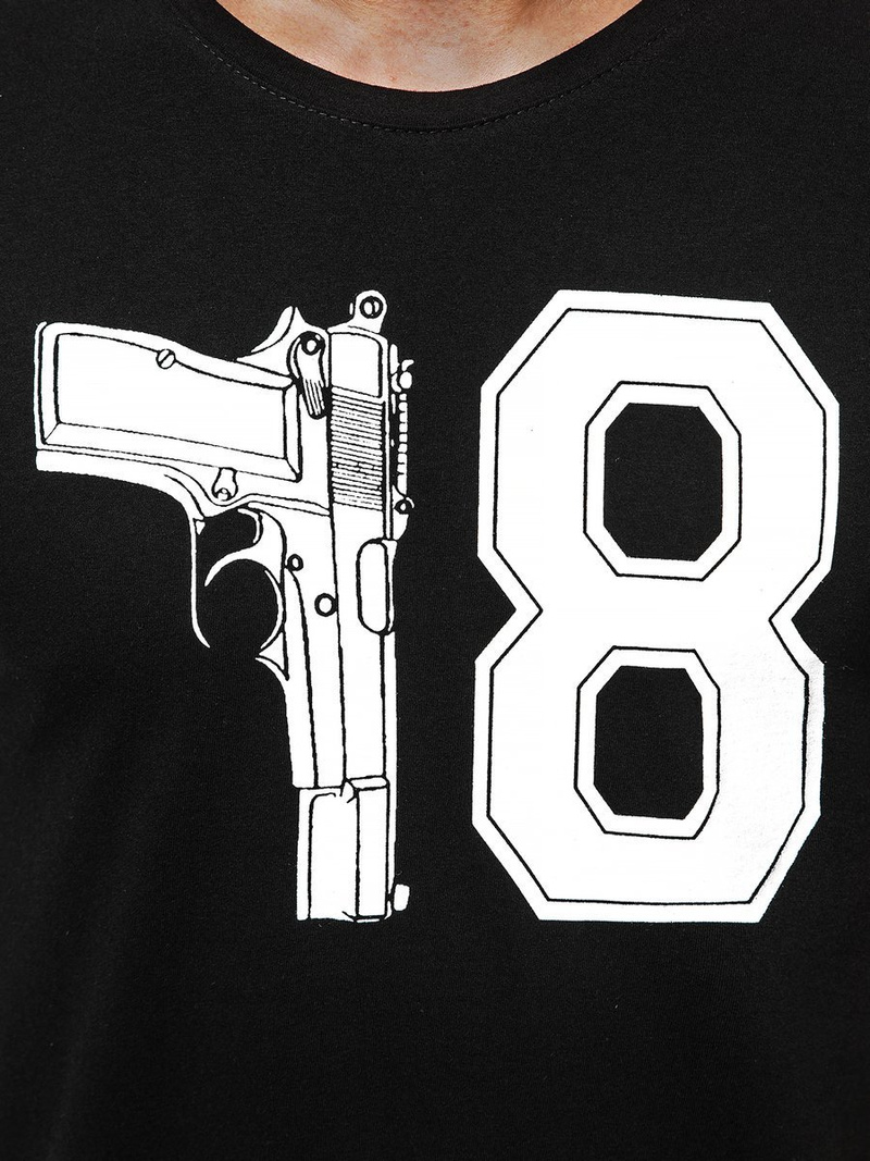 T-Shirt męski z nadrukiem czarny OZONEE O/1174Z