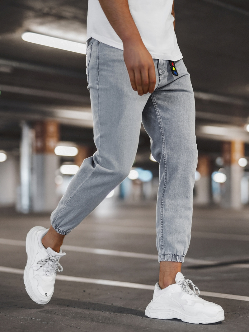 Spodnie jeansowe joggery męskie szare OZONEE DO/6108/3