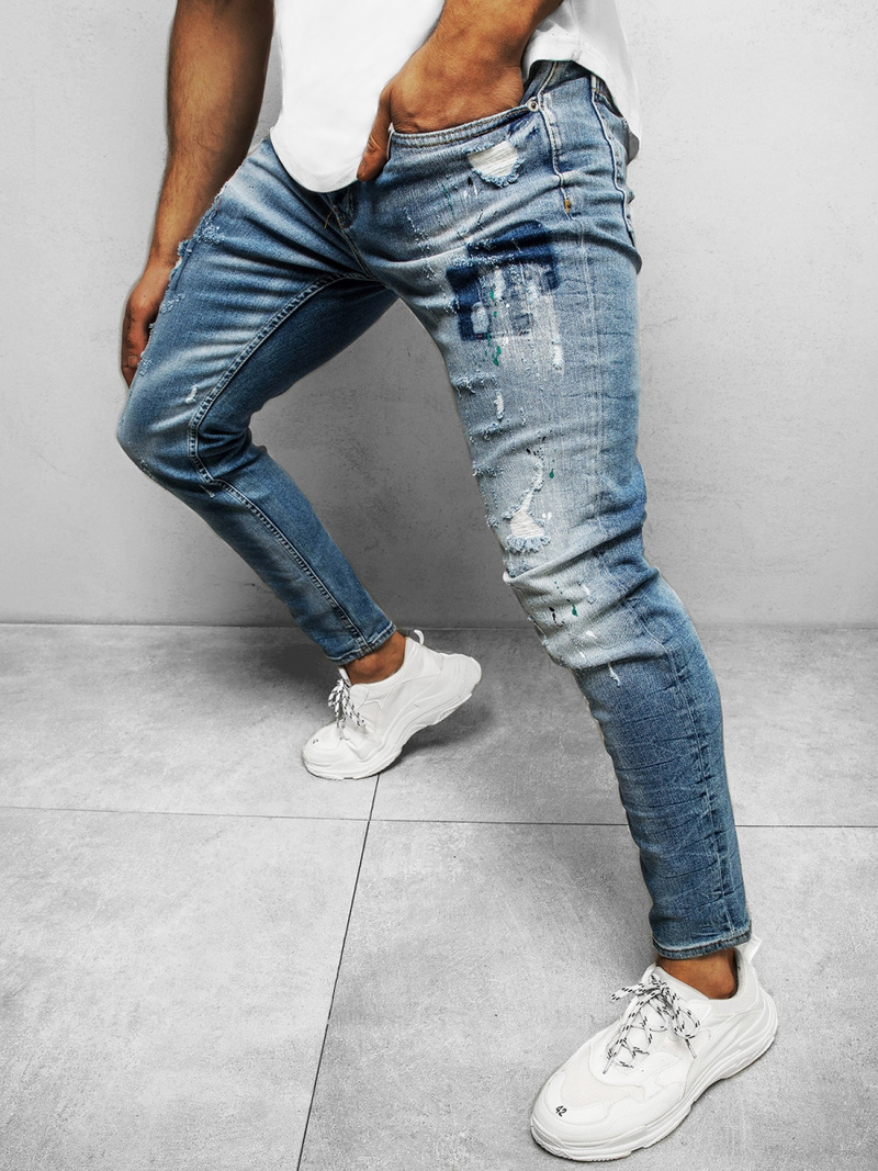 Spodnie jeansowe męskie niebieskie OZONEE B/20203077