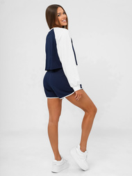 Komplet dresowy damski dwuczęściowy granatowo-biały OZONEE JS/M58631AB