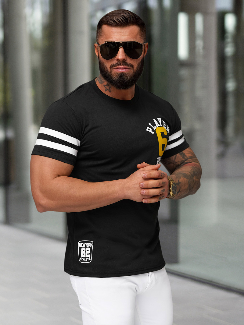 T-shirt męski slim fit czarny OZONEE JS/8B1391/3