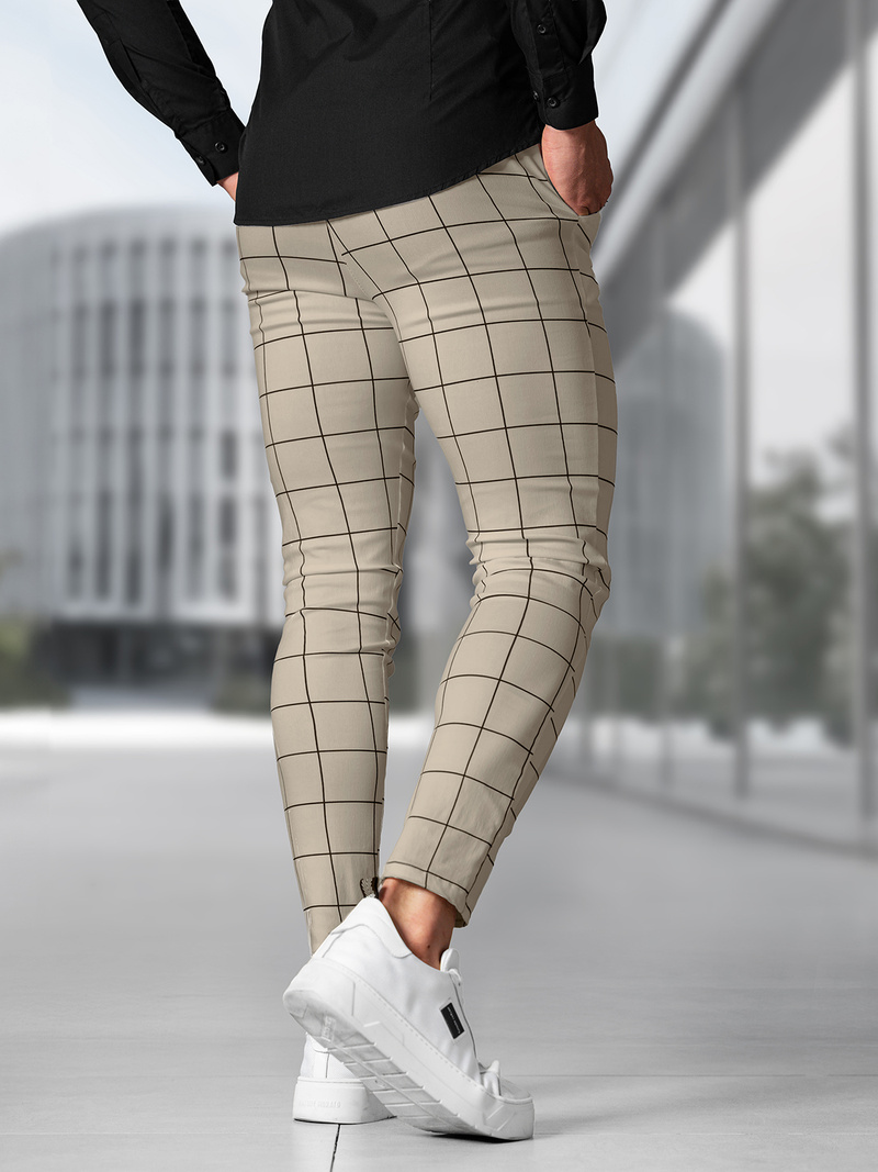 Spodnie męskie chino materiałowe beżowe OZONEE O/P4009Z