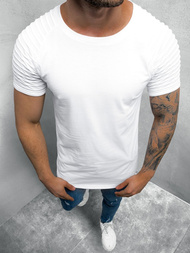 T-Shirt męski bez nadruku biały OZONEE O/1256/20Z