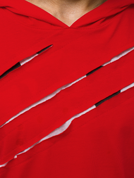 T-Shirt z kapturem męski czerwony OZONEE O/1187XZ