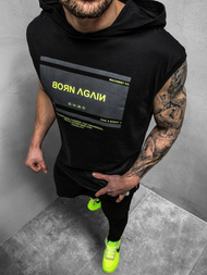 T-Shirt bez rękawów męski czarno-żółty OZONEE MACH/M1152Z