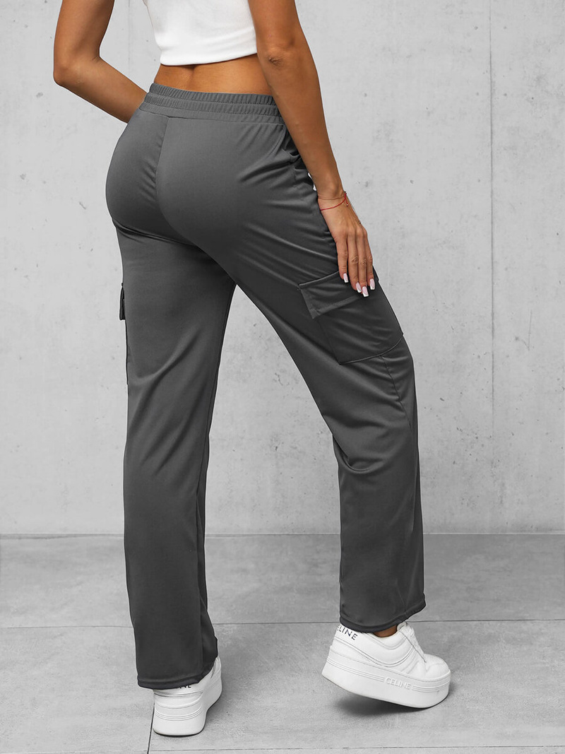 Spodnie damskie z szeroką nogawką grafitowe OZONEE O/HGM6616