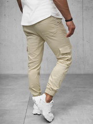 Spodnie męskie chino joggery beżowe OZONEE A/404