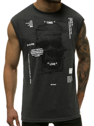 T-Shirt bez rękawów męski grafitowo-biały OZONEE MACH/M1212