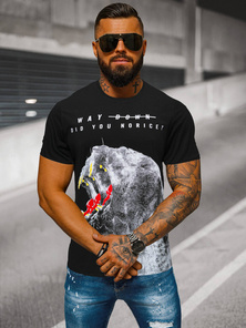 T-shirt męski czarny OZONEE O/T127/3Z