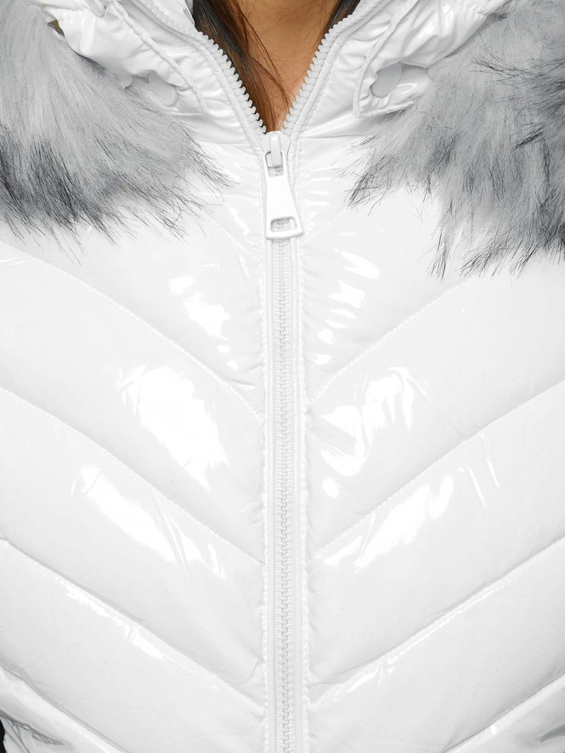 Kurtka zimowa damska z futerkiem biała OZONEE O/DK059/28