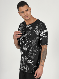 T-Shirt męski z nadrukiem czarny OZONEE MR/21530